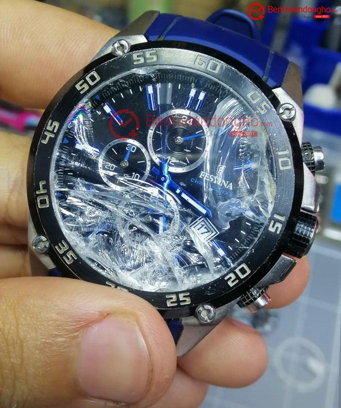 Trường hợp kính đồng hồ Festina đã bị vỡ nát